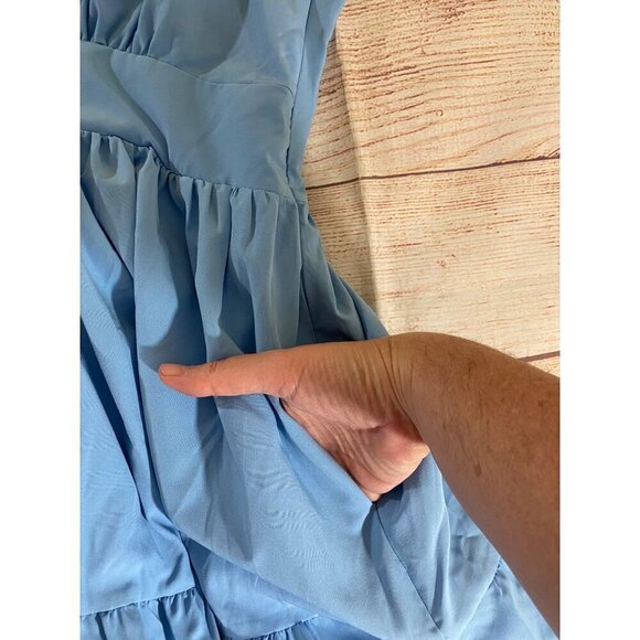 Belle Pogue Women's Blue Rockabilly Retro Fit And Flare Dress - XL - Picture 14 of 15